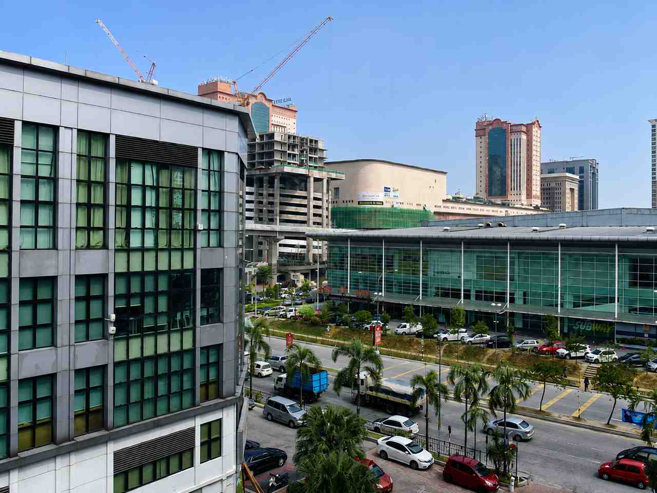 View from the hotel over Subang Jaya streets and surrounding buildings